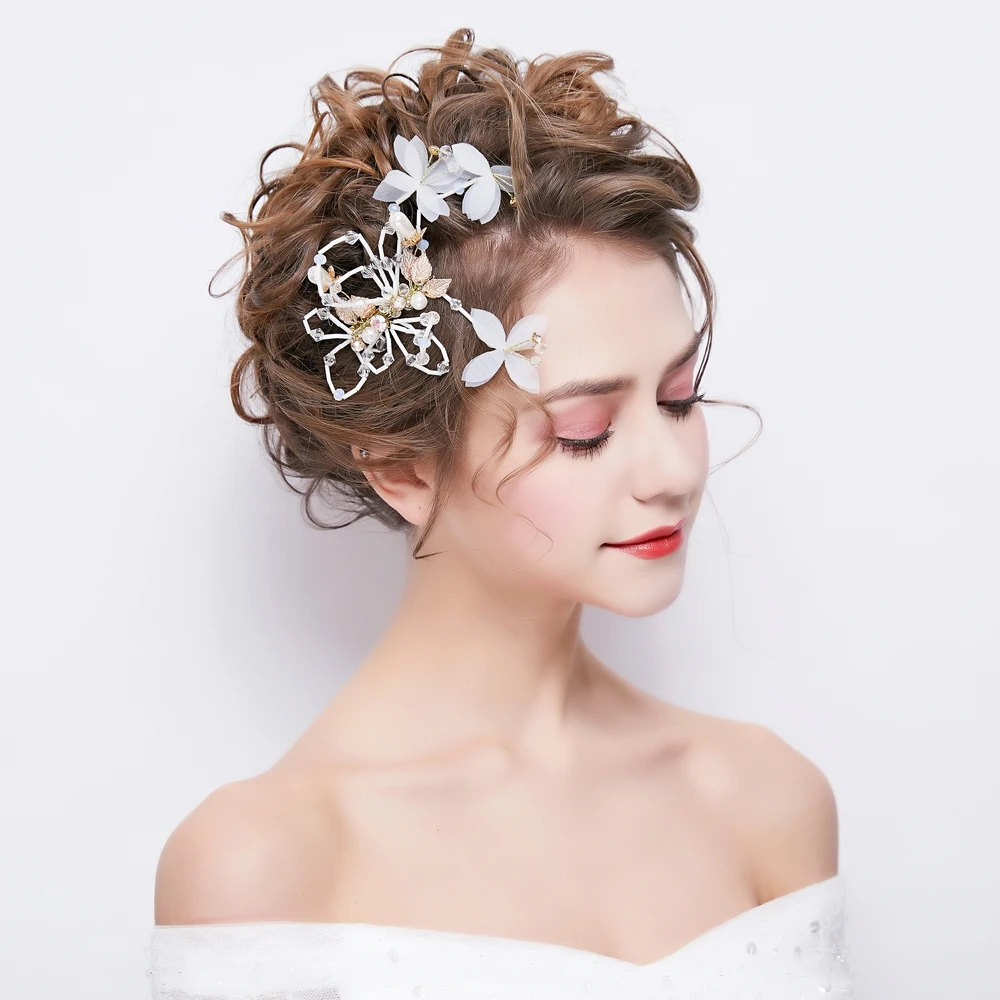 Handmade Beads Hair Clip Barrettes Fashion Korean Style Headdress Bride