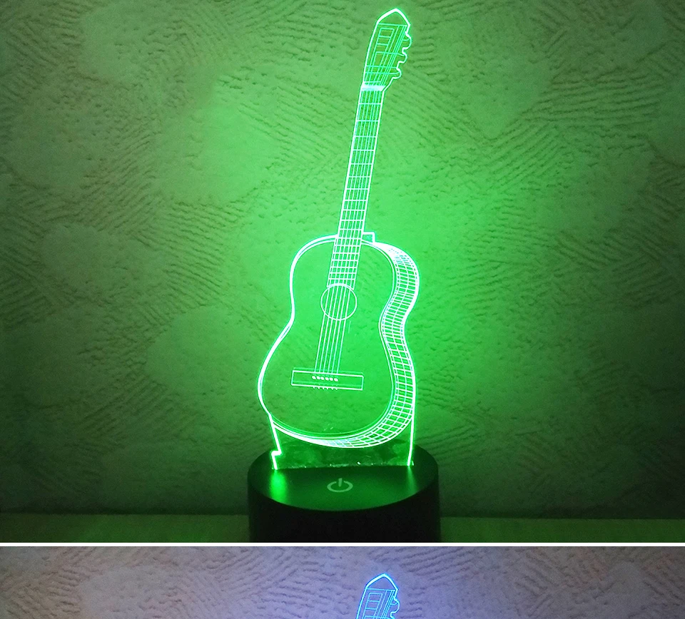 USB 3D Guitar LED Night Light With 17 Key Remote Controller (2)