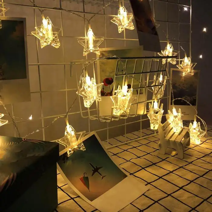 LED Star String Lights 10Pcs Photo Clips Hanging Decoration Picture Lamp for Party Wedding Festival TSH Shop