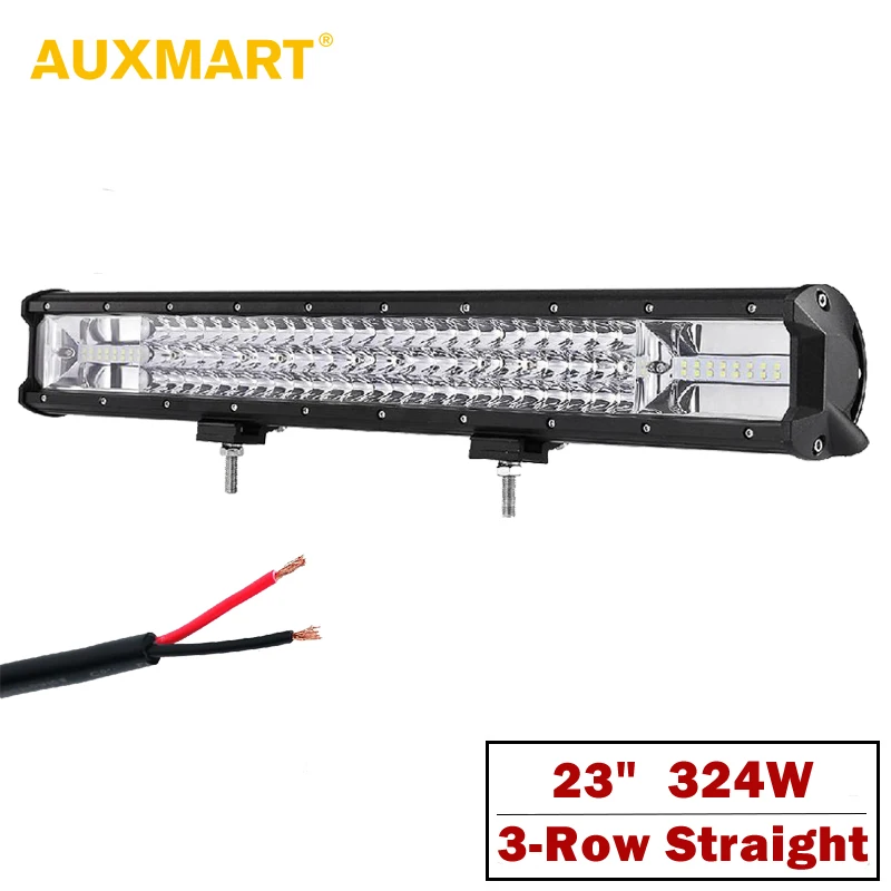 

AUXMART 3 Row 23" 324W LED Light Bar Offroad Slide Mount 12V 24V Combo Driving Light ATV Work Lamp for Truck PickUp RZR 4X4 SUV
