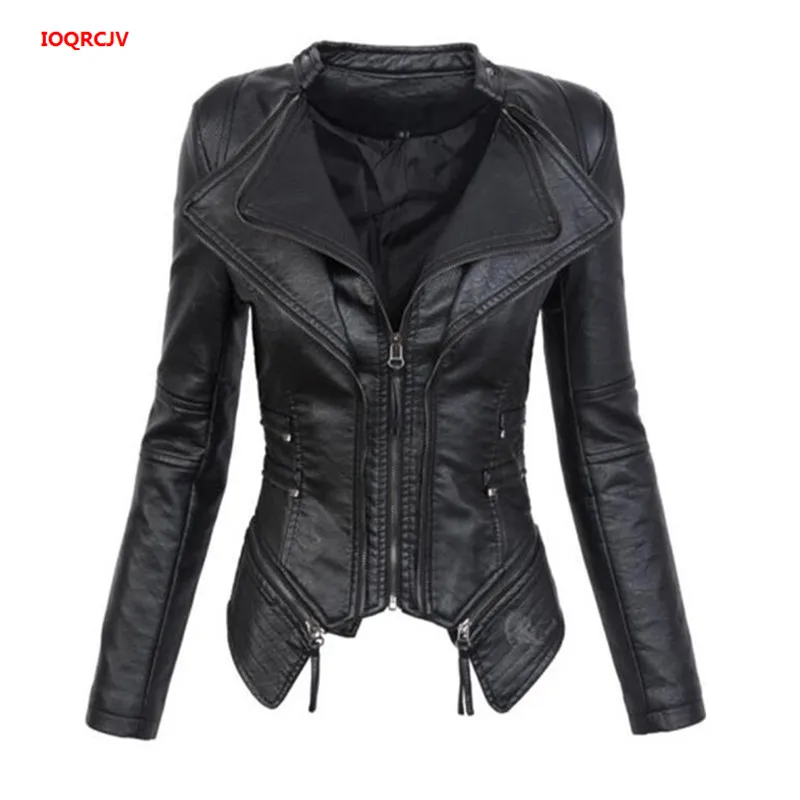 Zipper Couture 2019 En Mode Moto Base Longues Femmes Black À De Montant Femelle Pu Manteau Veste Manches Cuir Court Col 525 Conception Bq80B4