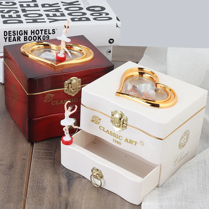 Caja de música con tema clásico de Ballet rotativo Castillo en el cielo, reloj y caja de joyería chica mano manivela AGENCIA DE MÚSICA regalo