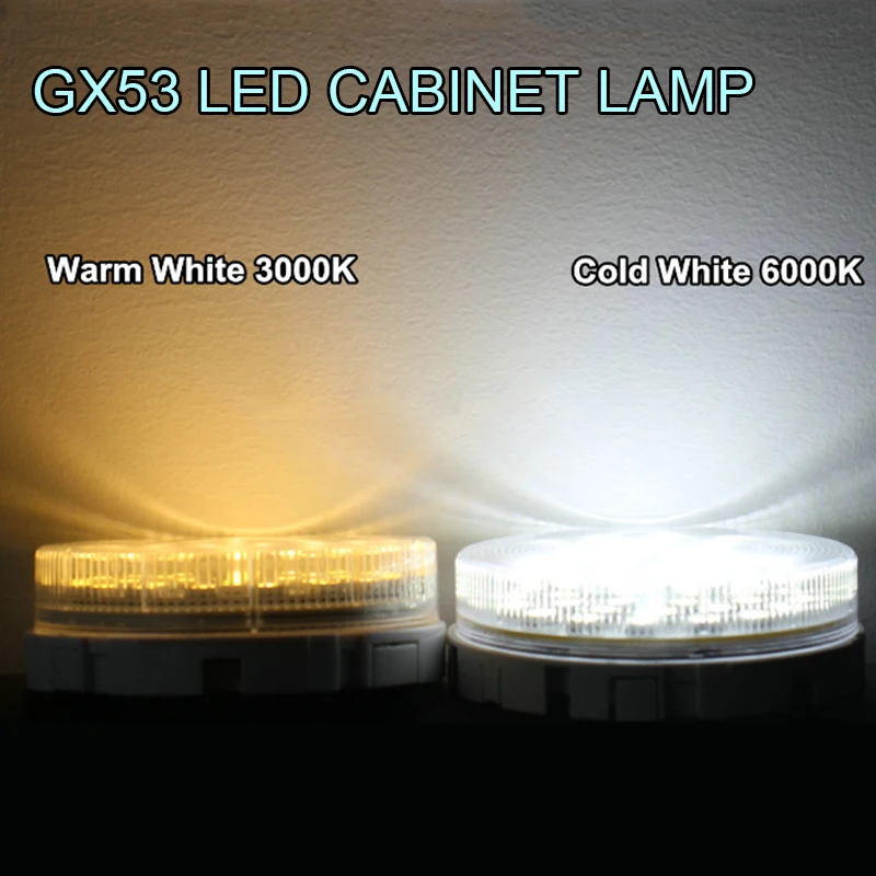 GX53 светодиодный светильник для шкафа 5 Вт 230 В 220 В 500лм Точечный светильник s и фонари светильник для помещений под шкаф светильник s