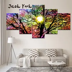 Картина на холсте psychedelic красочное дерево Триппи искусство 5 шт. настенная живопись модульная обои плакат картина из 5 частей