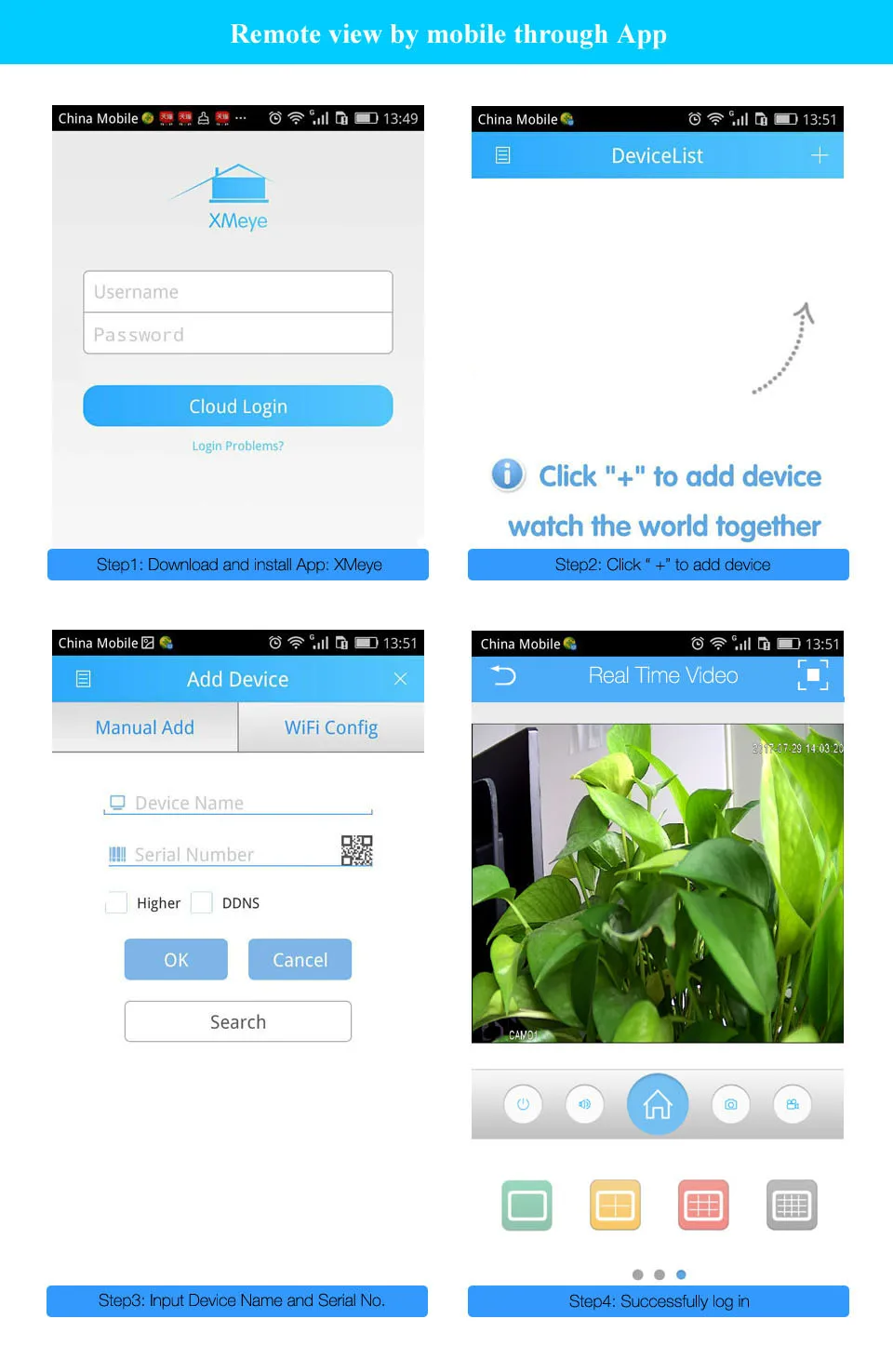 XMeye App DVR remote view