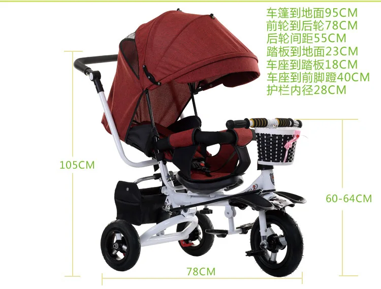 Детская коляска 3 в 1, переносная детская трехколесная коляска, детская коляска, 3 колеса, ручка-трансформер, детский велосипед