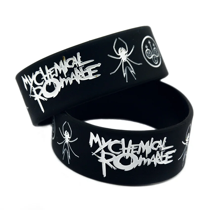Панк-рок My Chemical Romance силиконовый браслет Покажите свою поддержку резиновый мощный мужской браслет паук панк рок группа меломанов - Окраска металла: black