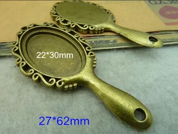 

6 Large Mirror Frame Charms 27*62mm Fit 22*30mm Cabochon Mirror Pendant Antique Bronze Tone - Free Shipping