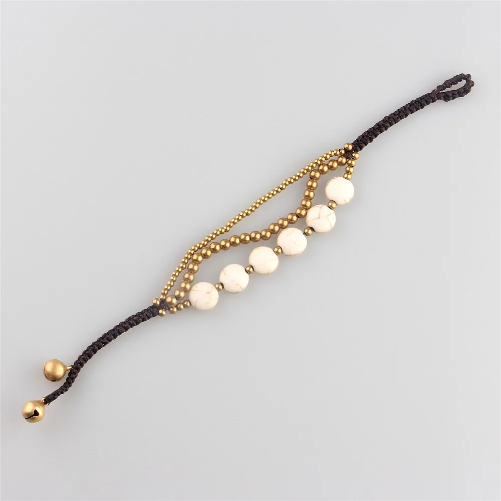 Этнический ручной работы веревка из сплава, с бусинами цепи Многослойные Круглые красивые браслеты с камнем для женщин Мода браслет оптом