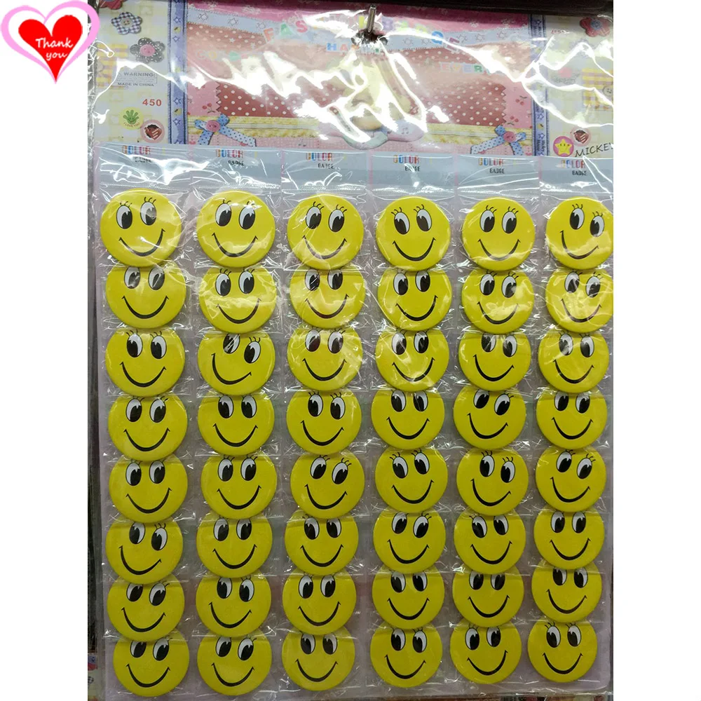 Love Thank You Smiley Face 45 мм 16/24/32/40/48 шт./партия булавка на спинку значок брошь для сумки
