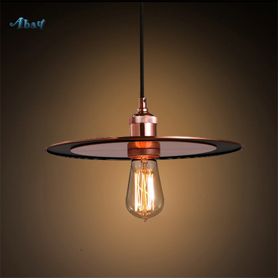 American Iron Art Disc vintage Pendant Lights for Living Room Study Dining hanging lamp Industrial bar Lighting Fixtures | Лампы и