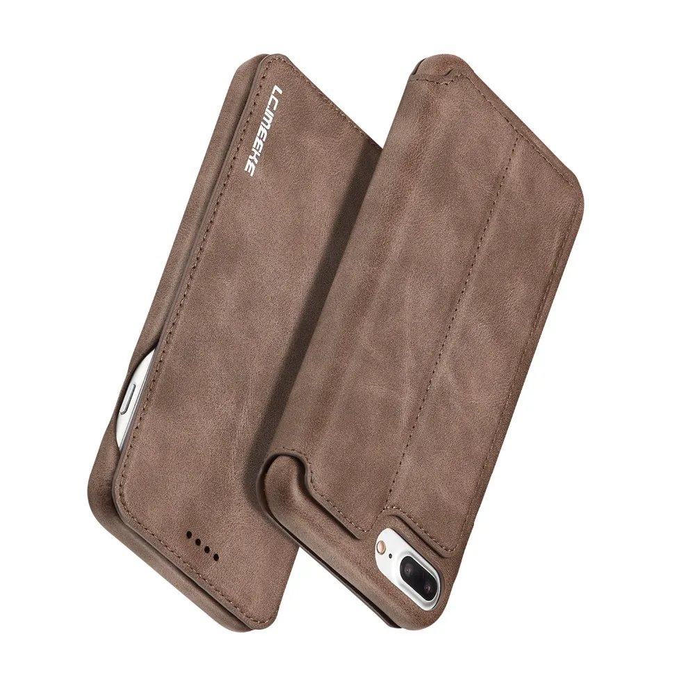 

Leather Flip Case For Coque iPhone 7 8 Case iPhone 7 Plus Wallet Card Slot Hoesjes Phone Cover For Funda iPhone 8 Case Black Red