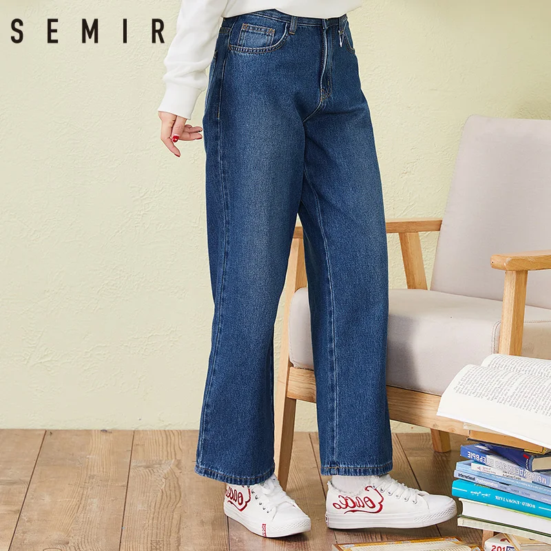 SEMIR новые джинсы для женщин 2019 свободные штаны в винтажном стиле широкие брюки с