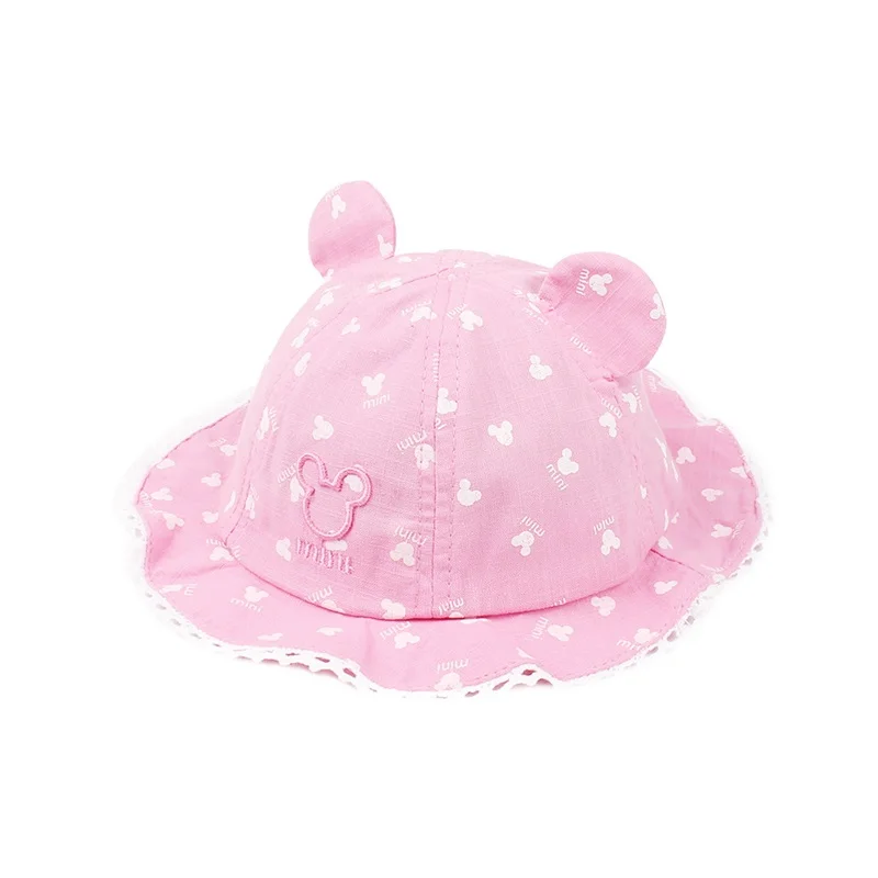Lace Panama Baby Hat For Girls Print Baby Girls Hat With Mouse Ears Solid Cotton Toddler Cap Summer Sun Hat Baby Girls Clothing (17)