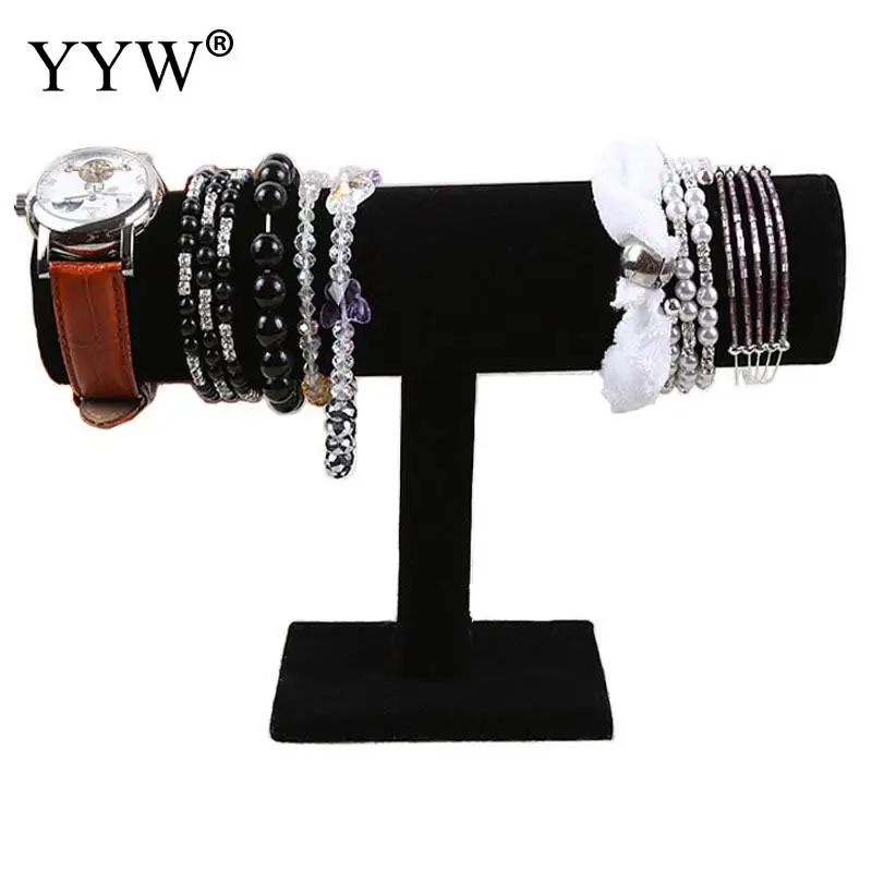 

5PCs/Lot Black Velvet Bracelet Chain Watch T-Bar Rack Jewelry Hard Display Stand Holder Jewelry Organizer Hard Display Stand