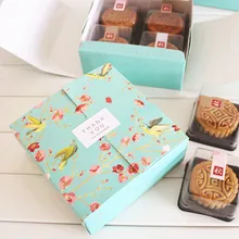 New 12*12*4.8cm 10pcs blue bird singing design Storage Boxes Paper Box Children Birthday Baby Shower Macarons Snacks Packing
