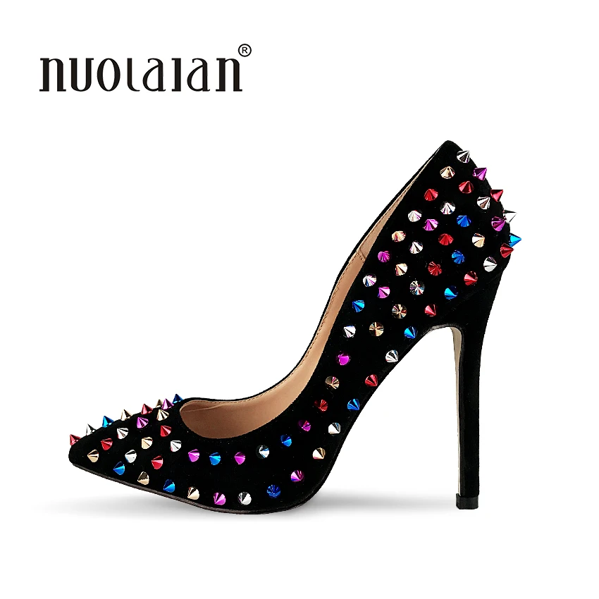 

Brand Shoes 12CM High Heels Black Wedding Shoes Women Pumps Rivet Fashion Women Bridal Shoes Sexy Heels Pumps