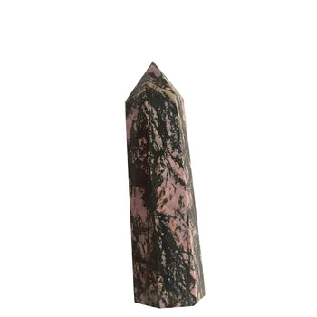 

Natural rock peach blossom stone point rhodonite quartz healing crystal wand for decoration MJP