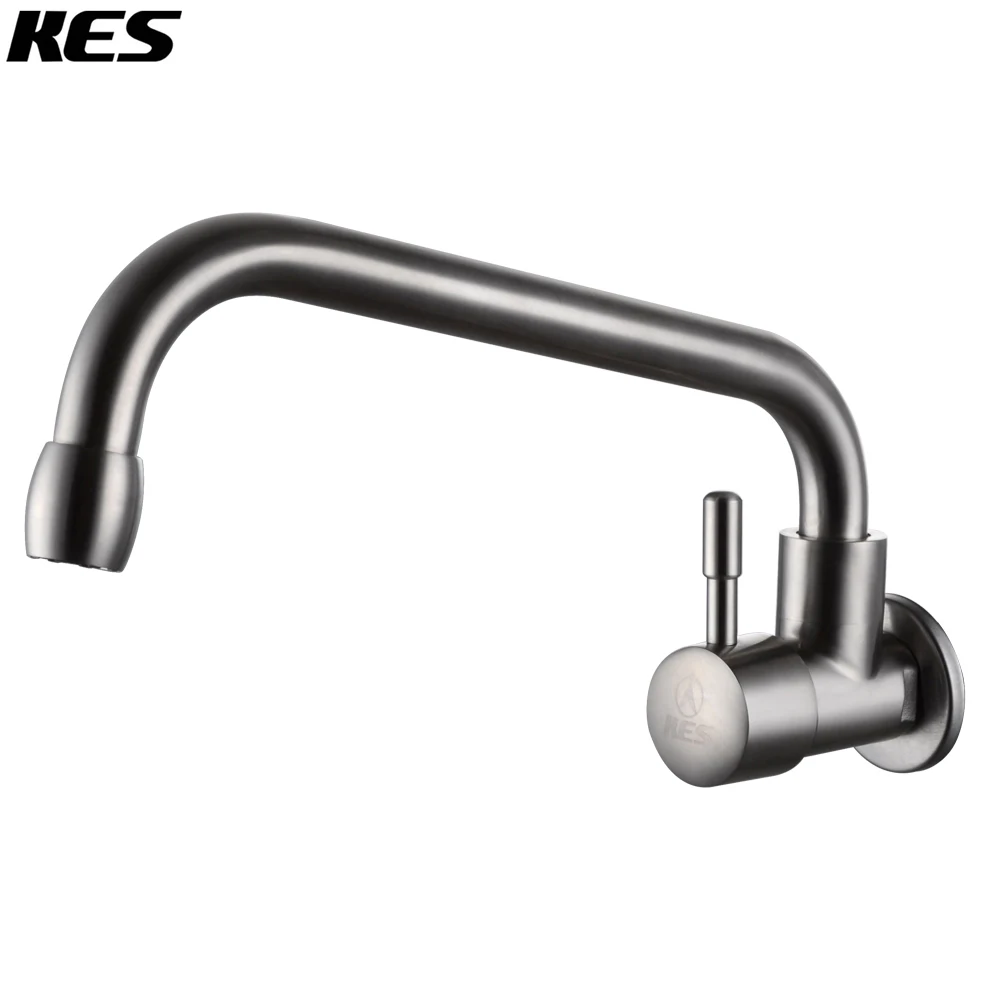 

KES K950B SUS304 Stainless Steel Cold Tap Single Lever Kitchen Faucet Lead-Free WALL MOUNT 1/2" Male Connection, Brushed