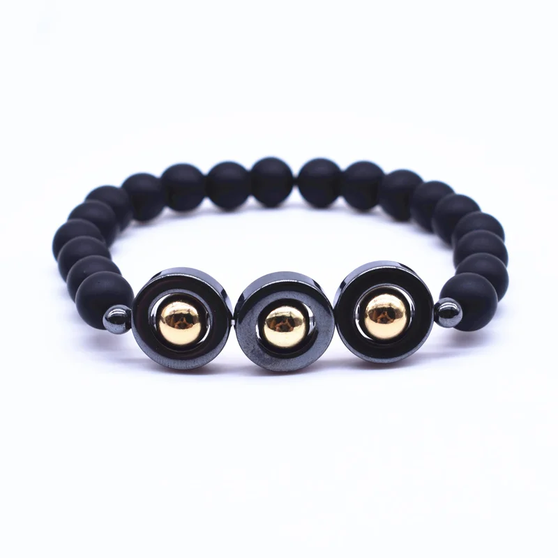 

2018 Fashion Round Hematite Turn Luck Beads Chakra Bracelet Natural Stone Beads Bracelet Men Jewelry Gifts Pulseira Masculina