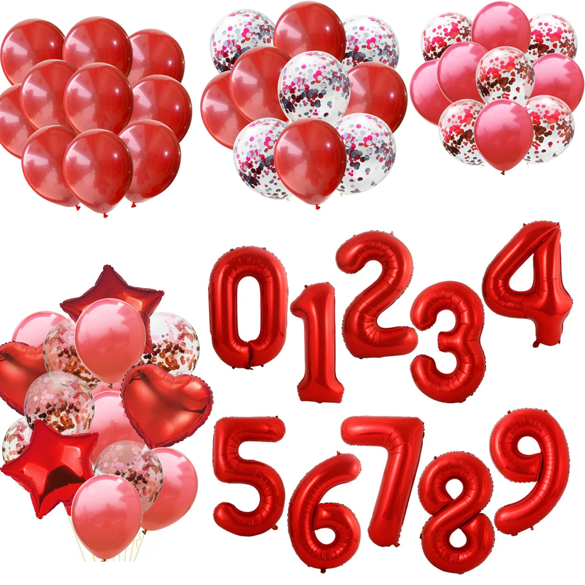 

40 Inch Red Big Size Number Foil Helium Balloons 0 1 2 3 4 5 6 7 8 9 Birthday Party Baby Shower Decoration Large Globos Balloon