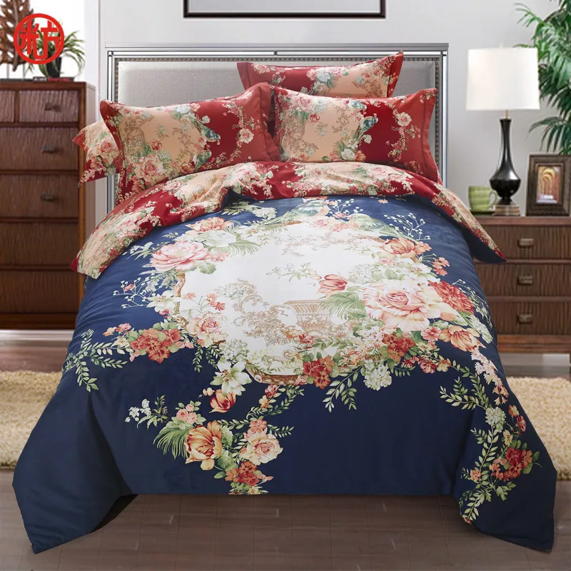 Комплект постельного белья из хлопка с цветком набор пододеяльников павлином