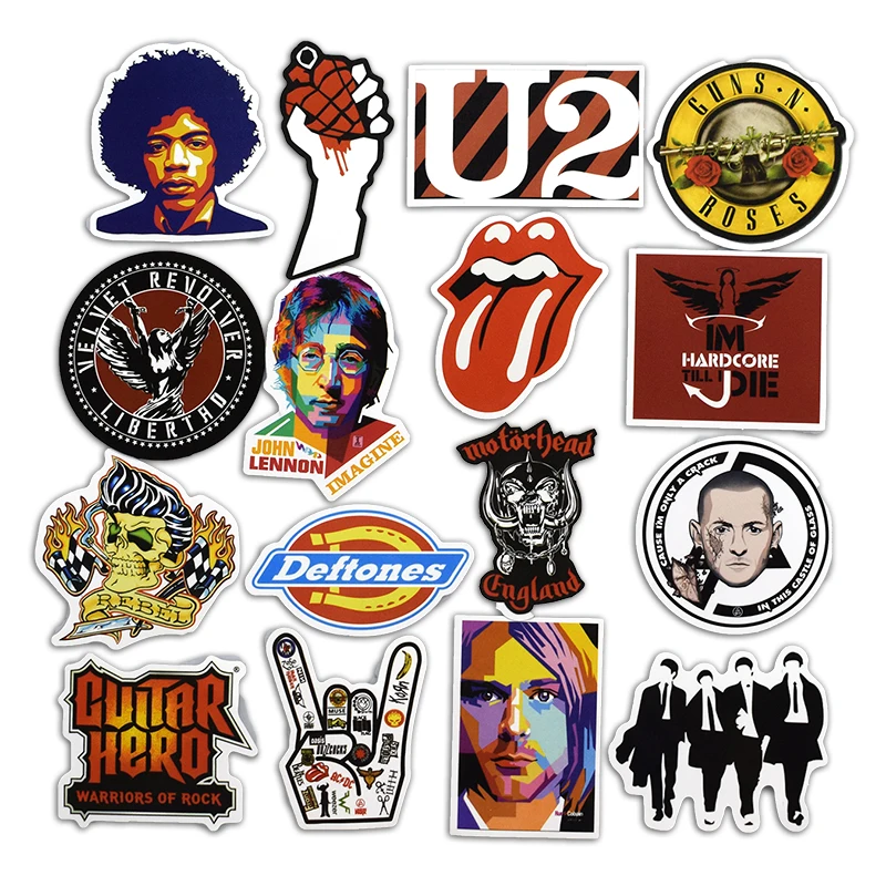 52 Pcs Retro Rock Band Music RHCP Dead Kennedys Stickers for Laptop Skateboard Guitar Luggage Graffiti Waterproof Sticker Pack