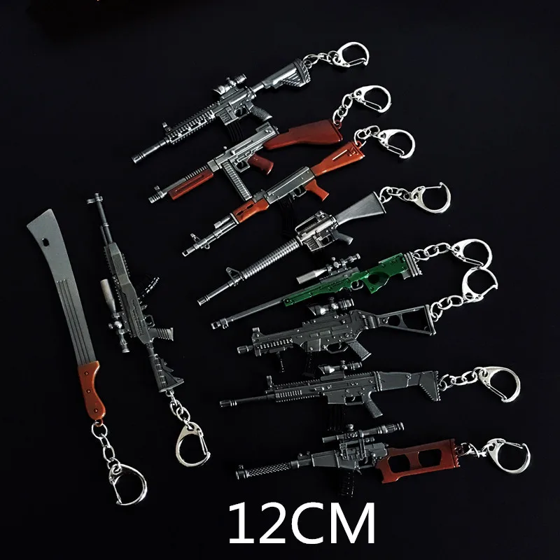 

New Arrival Game PUBG Gun Model Keychain AWM AKM Weapon Key Chain Vintage Metal Alloy Key Rings Key Holders For Player'S Gigt