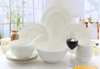 

Bone china tableware set 22 pieces skull porcelain home Korean ceramic pure white dishes plates