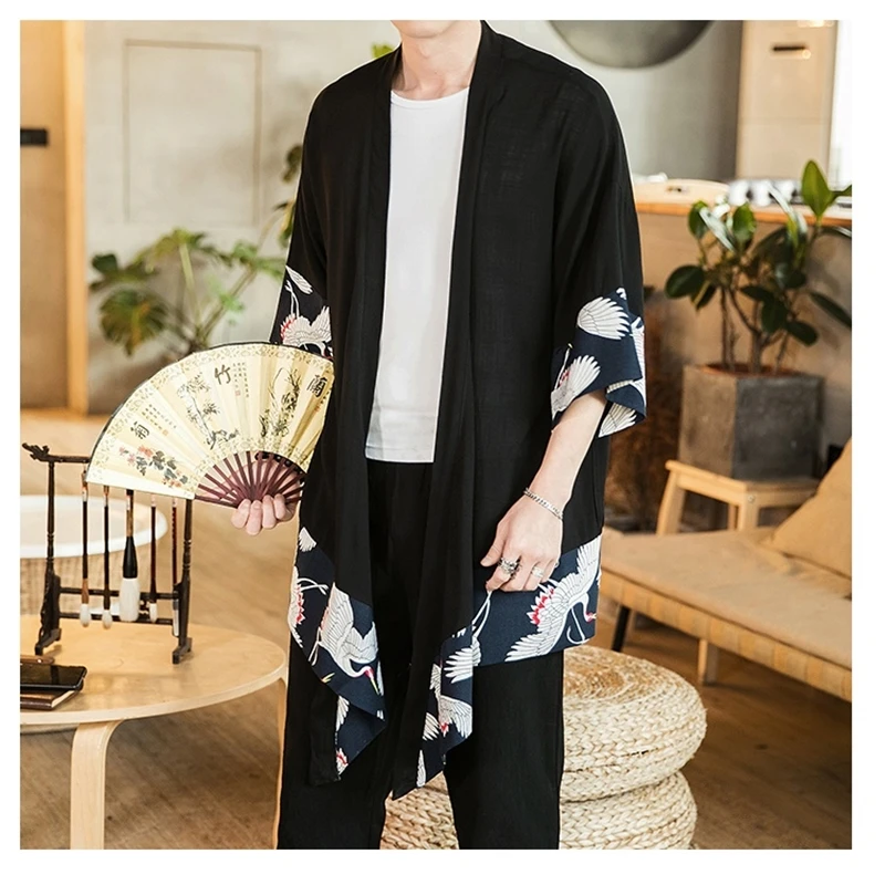 Japanese kimono cardigan men haori yukata male samurai clothing blouse kimono jacket mens kimono shirt yukata haori FZ2011