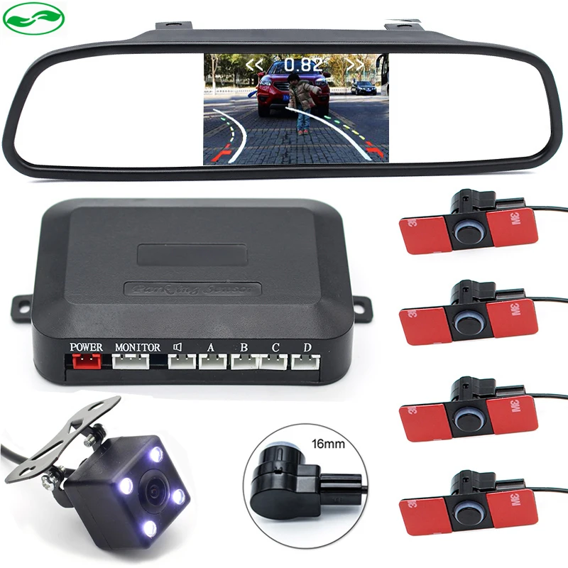 3in1 16MM Original Flat Sensors Car Video Parking Sensor with LED