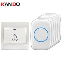 Кольцо 1 излучатель+ multприемники Опция беспроводной дверной звонок наборы 110-220 в дверной звонок Водонепроницаемый 300 м дверной звонок белый звонок