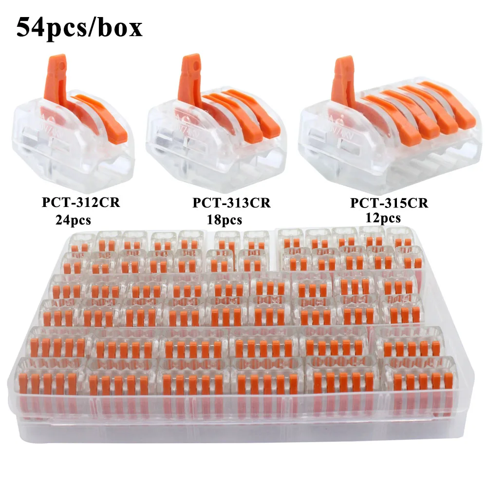 54pcs Connector Разъем для провода 54 шт./кор. Прозрачный Универсальный компактный клеммный блок освещения разъем для детей в возрасте от 5 номер гибрид быстрый разъем - Цвет: 54pcs Connector