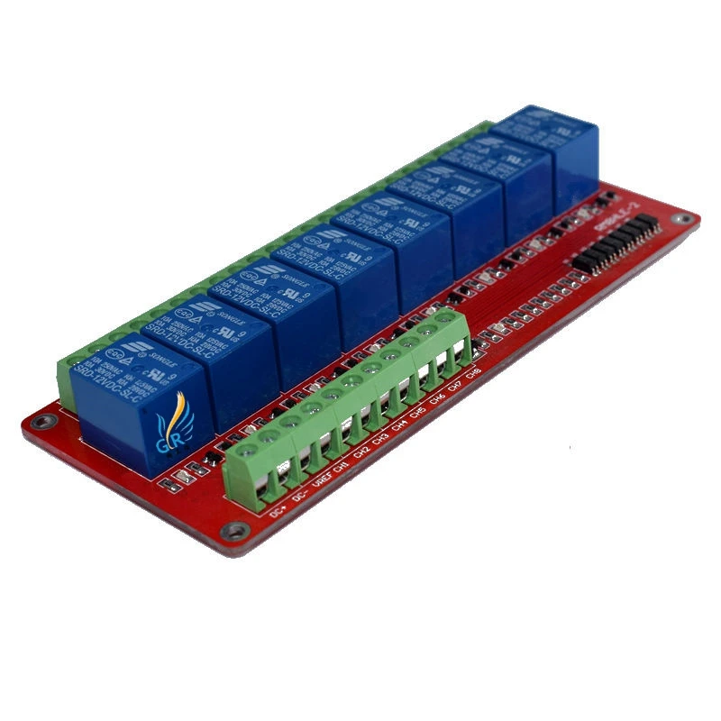 

8 relay module / bidirectional optocoupler / high, low power, average trigger /5V, 12V, 24V optional