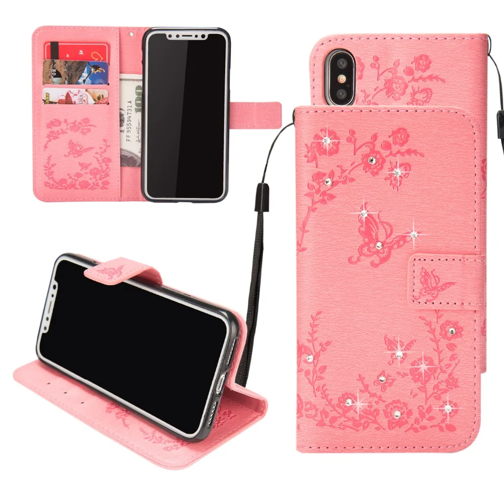 

Phone Case for Samsung Galaxy J3 2016 A3 A5 A6 A7 G530 2017 A8 Plus A9 2018 Butterfly Pattern Leather Flip Wallet Strap Cover