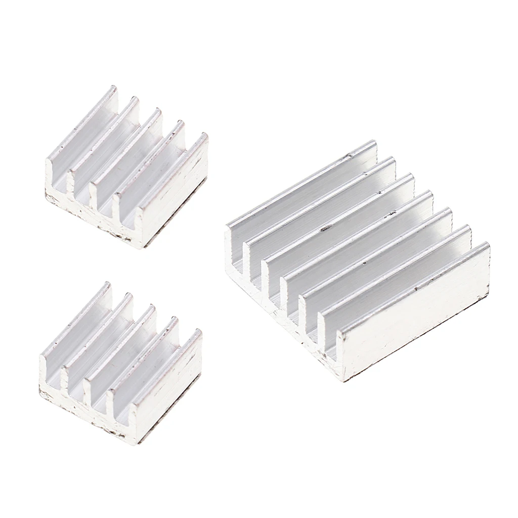 3Pcs Extruded Aluminum Heatsink For High Power LED IC Chip Cooler Radiator Heat Sink 14*14*5mm/ 8*8*5mm