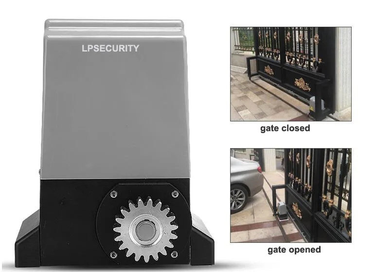 LPSECURITY интенсивное использование фабрики дома 1200 кг или 1500 кг автоматический gsm раздвижной двигатель открывания ворот с 6 м или 7 м нейлоновые рельсы