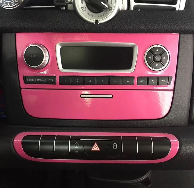 3pcs Car Center Console Panel Cover Sticker for Smart fortwo 2009 2011