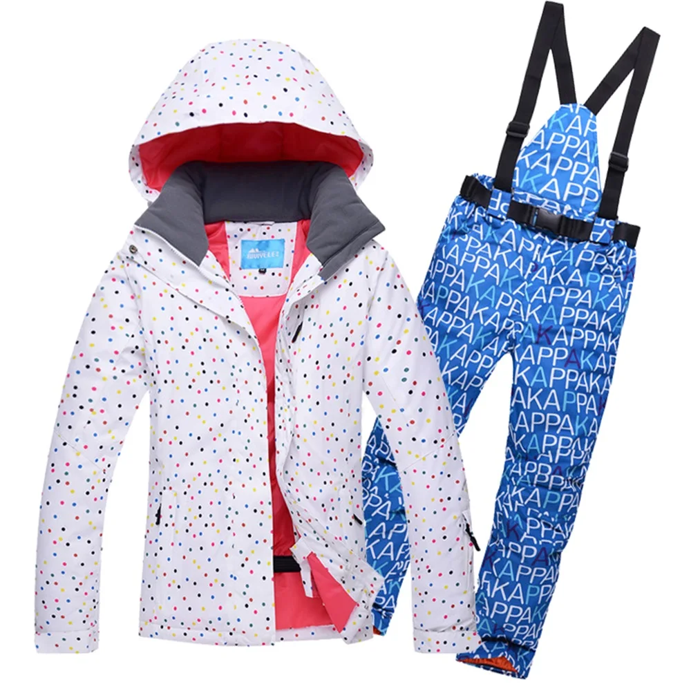 

High Quality SALE!! Skiing Jacket Women Outdoor Snowboard Clothes Set Waterproof Breathable Female Ski Suits Minus -30 Degrees