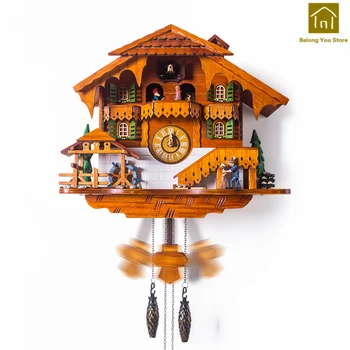 

Creative Living Room Wall Clock Modern Design Wood Watches Cuckoo Clocks Relogio Parede Time Reloj Pared Household Goods LKP173