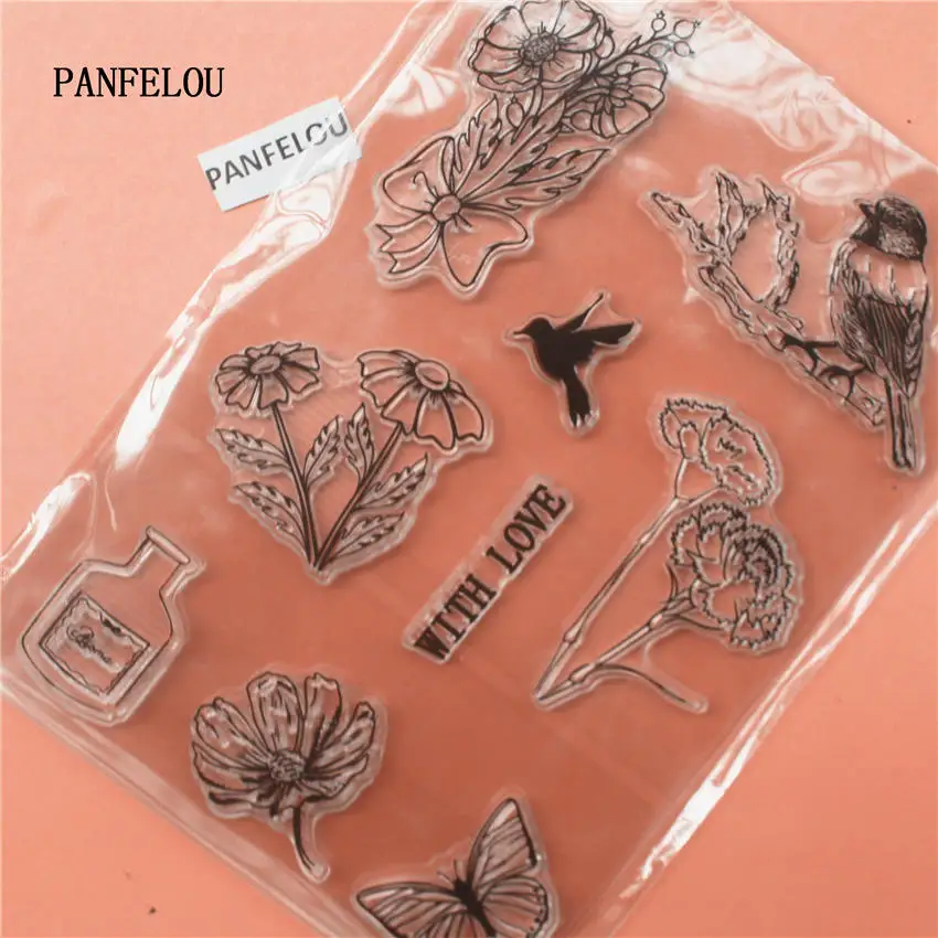 

PANFELOU Birds and flowers Transparent Clear Silicone Stamp/Seal for DIY scrapbooking/photo album Decorative clear stamp sheets