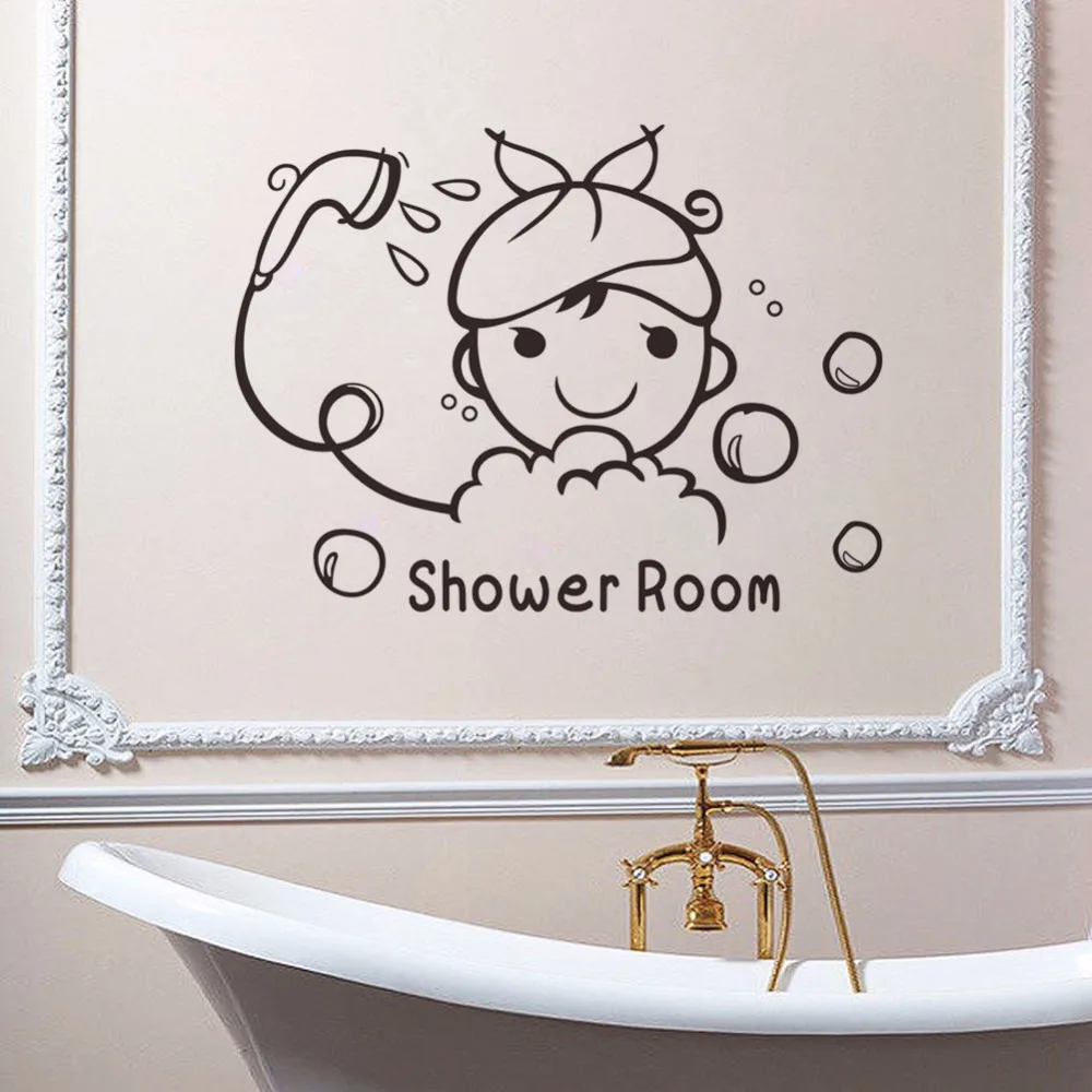 Shower Room Quote Wall Stickers Bathroom Glass Door Stickers Cute
