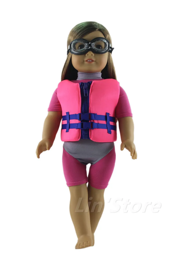3в1 набор одежды для куклы спасательный жилет+ Купальник+ очки для 1" американская кукла