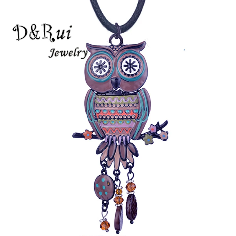 Подвеска D & Rui в виде совы из цветной эмалированной проволоки модное ожерелье с