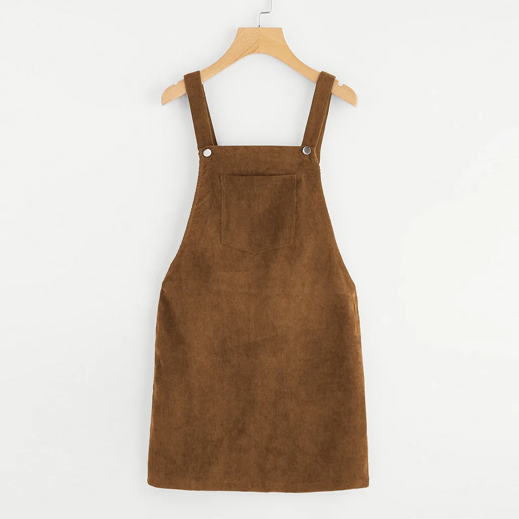 

Korean version Women Winter Warm Dress Cute Ladies Pockets Sleeveless Mini Strap Dress Female Casual clothes vestido de festa