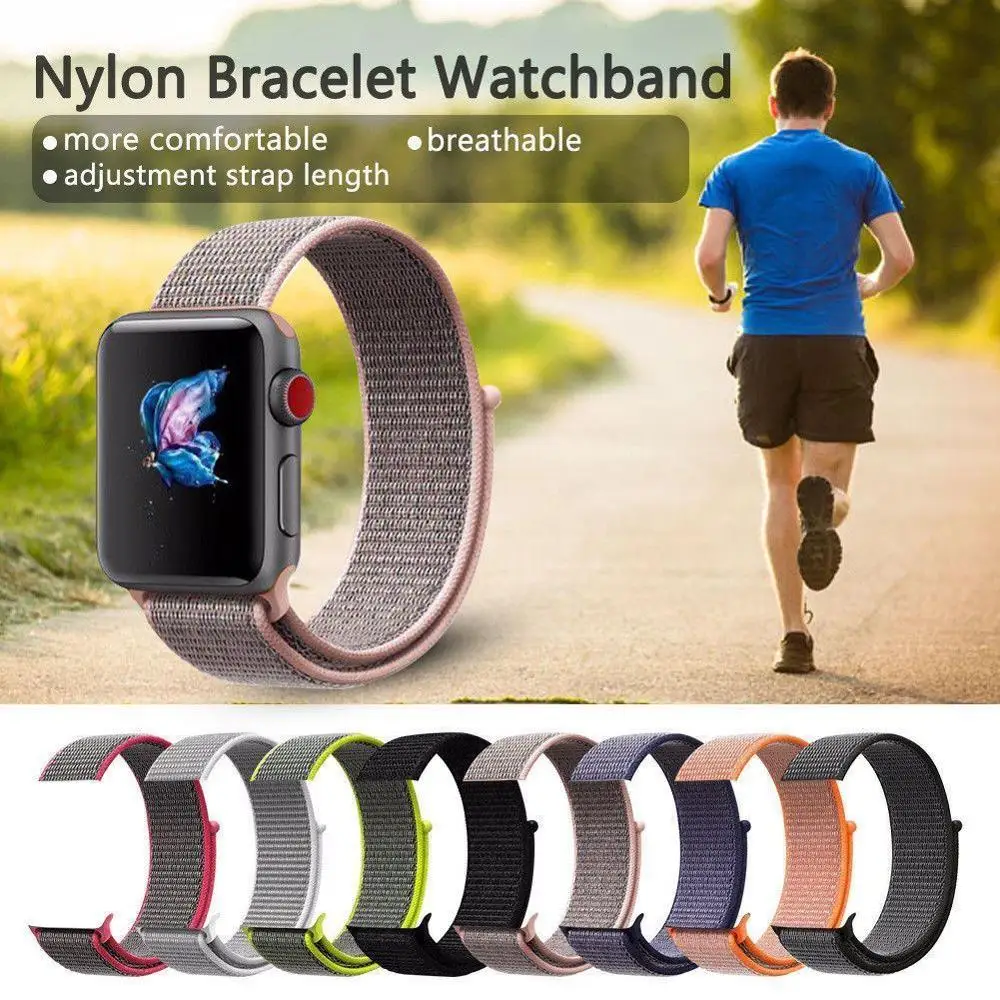 

New Colour Woven Nylon SmartWatch Band Fit For Apple Watch Series 4/3/2/1 Breathable Replacement Watches Sport Loop Strap