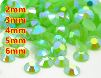 

Jelly Green AB Resin Flatback beads for Nail Art/Garment/Decoration (2mm 3mm 4mm 5mm 6mm) 10000~100000pcs/bag
