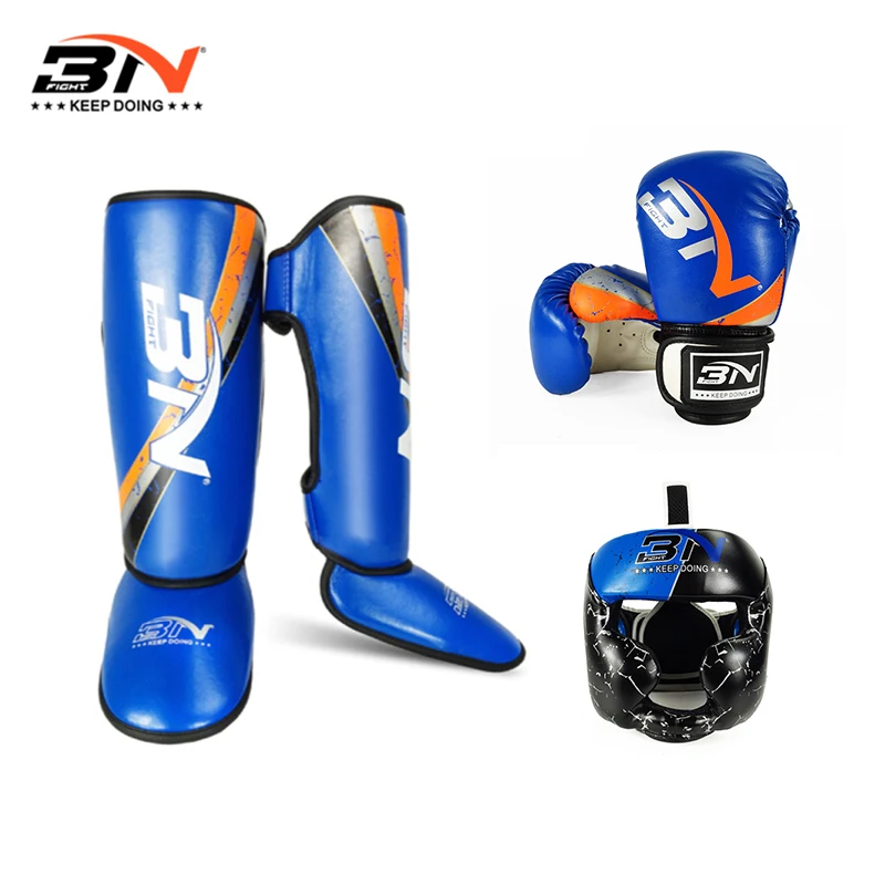 boxing gloves and head guards
