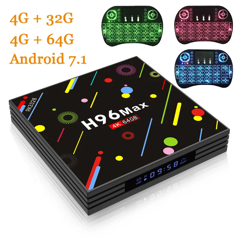 

RUIJIE 4G/64G 4G/32G H96 Max H2 Android 7.1 TV Box RK3328 Quad Core 4K Smart Tv 2.4G/5G WiFi USB 3.0 Bluetooth 4.0 Media Player