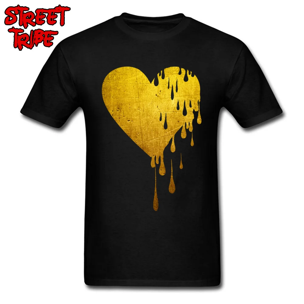 Heart T-shirt Print Men Punk Tshirts Vintage Tops Cotton Clothes Lover Tee 2018 Newest Bleeding Gold Short Sleeve T Shirts |
